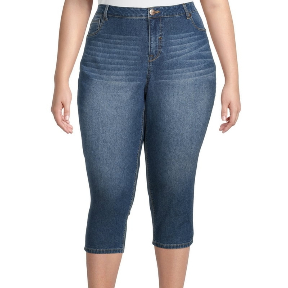 A3 Denim Constructed Waist Capri Jeans — Medium Enzyme, 18W